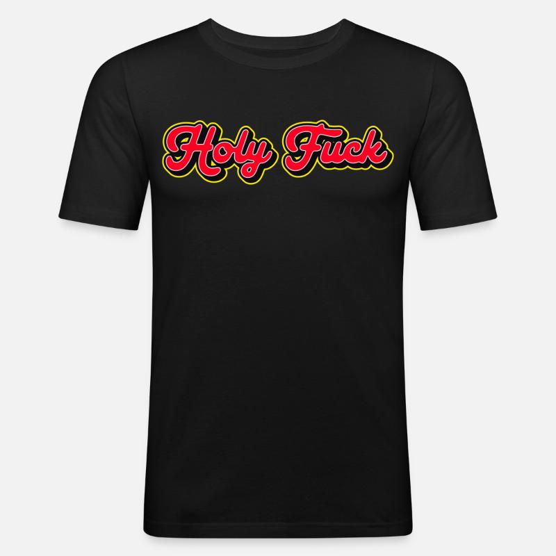 Cazzo santo 3D Red Script - Maglietta aderente da uomo - nero