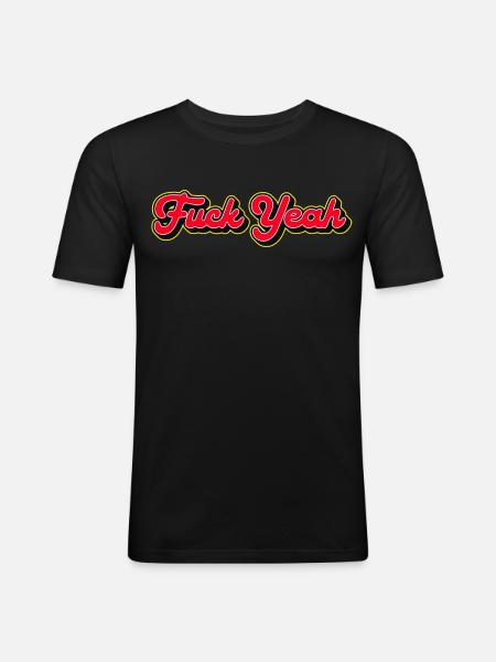 Fuck Yeah 3D Red Script - T-shirt près du corps Homme - noir