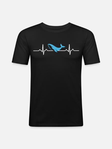 Herz für Wale - Männer Slim Fit T-Shirt - Schwarz