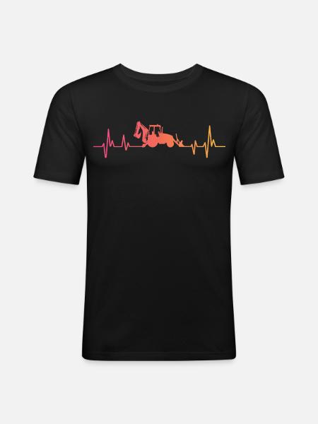 Backhoe Sunset Heartbeat Loader - Men's Slim Fit T-Shirt - black