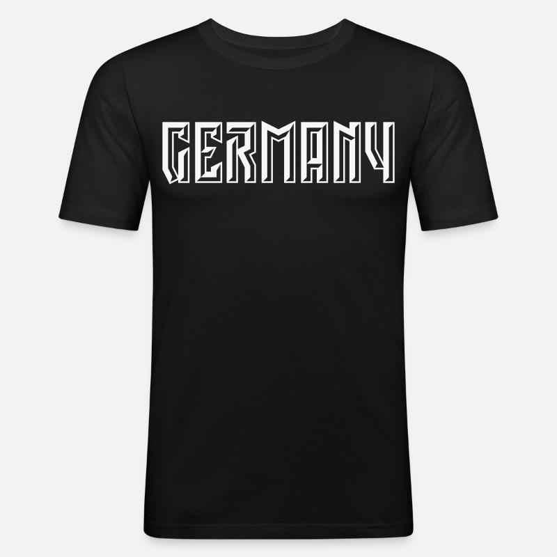 Germany Schriftzug (Relief / 3D / White) - Männer Slim Fit T-Shirt - Schwarz