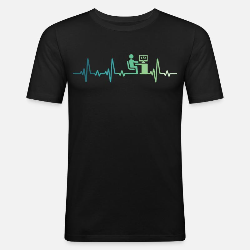 Heartbeat Programmer Developer - Men's Slim Fit T-Shirt - black