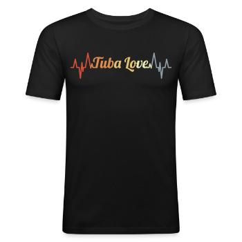 Tuba Liebe Herzlinie EKG - Männer Slim Fit T-Shirt - Schwarz - Vorne - Nik (191cm)
