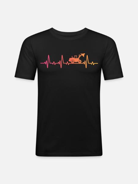 Sunset Loader Heartbeat Bulldozer - Men's Slim Fit T-Shirt - black