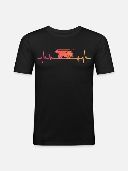 Sunset Dumper Herzschlag-LKW - Männer Slim Fit T-Shirt - Schwarz