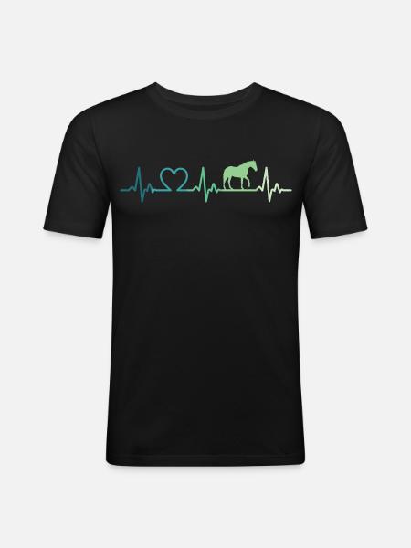 Mein Pferd, Herzschlag, Pferde, - Männer Slim Fit T-Shirt - Schwarz