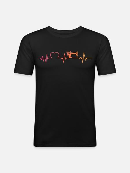 Sewing machine sunset heartbeat sewing - Men's Slim Fit T-Shirt - black