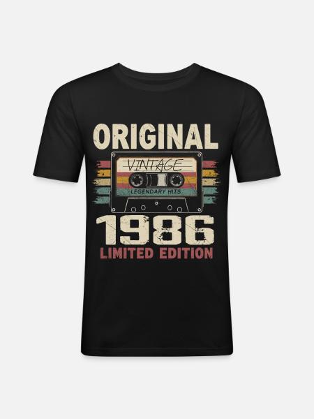 1986 Verjaardagscadeau 1986 Vintage 1986 Retro - Mannen slim fit T-shirt - zwart