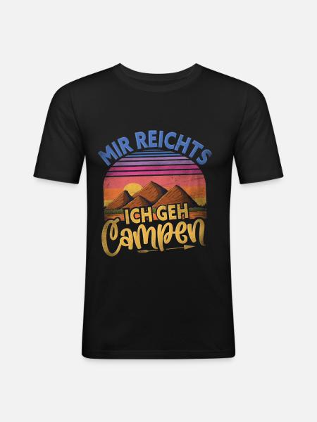 Camping - Männer Slim Fit T-Shirt - Schwarz