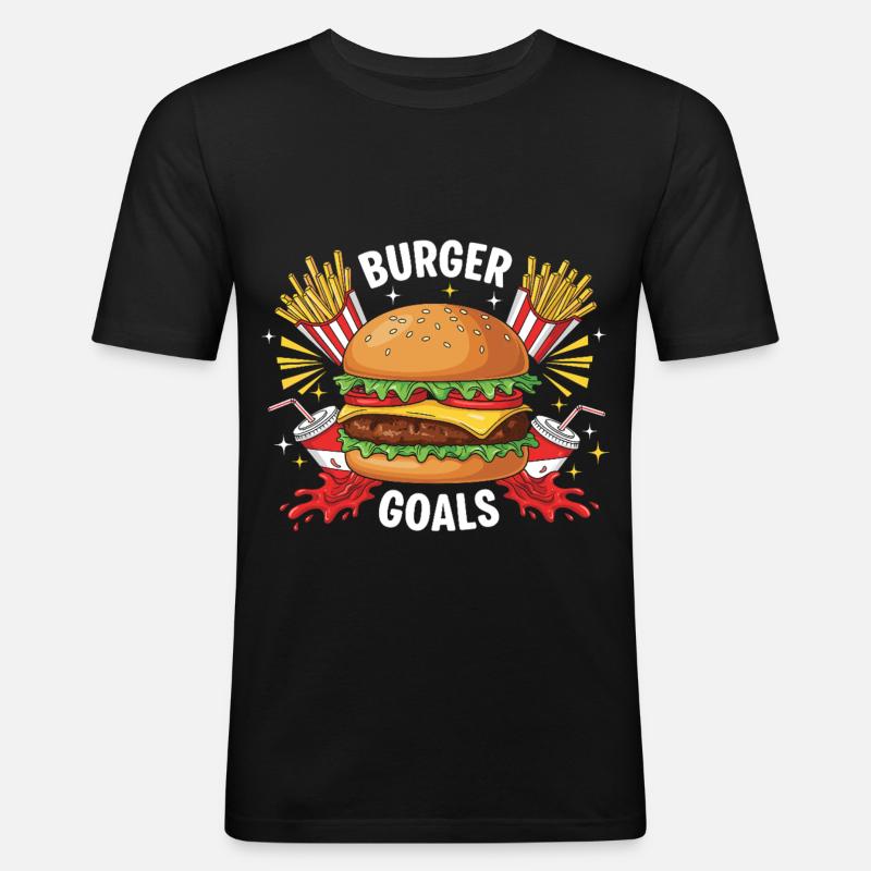 Hamburger Burger - Männer Slim Fit T-Shirt - Schwarz