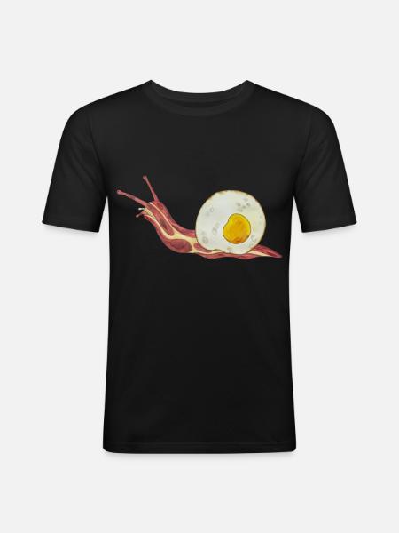 Baconschnecke Bacon and egg Spiegelei - Männer Slim Fit T-Shirt - Schwarz