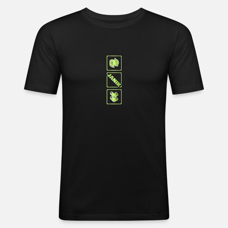 Geburt Janik - Männer Slim Fit T-Shirt - Schwarz