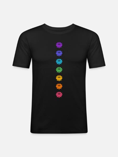 Lotus Chakras, Cosmic Energy Centers, Evolution - Men's Slim Fit T-Shirt - black
