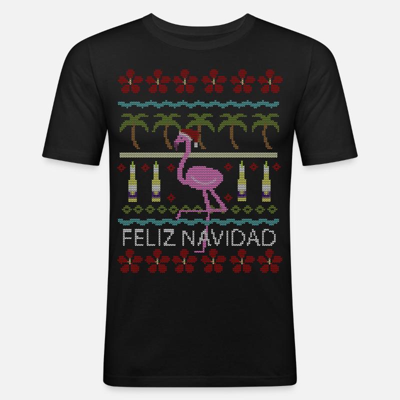 Flamingo - Männer Slim Fit T-Shirt - Schwarz