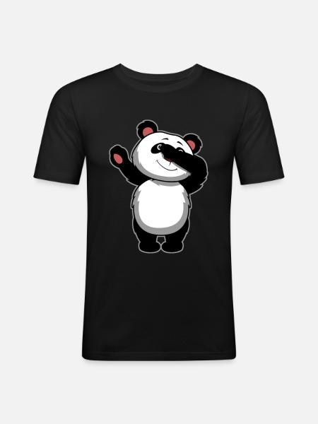 Dabbing Panda Bear - Dab Panda - Men's Slim Fit T-Shirt - black
