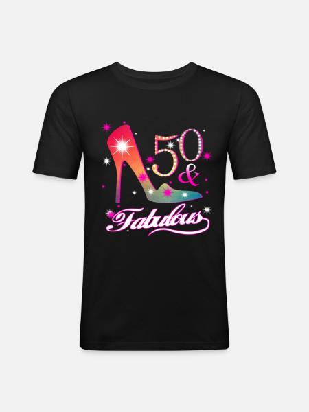 fabulous 50th birthday present - Men's Slim Fit T-Shirt - black