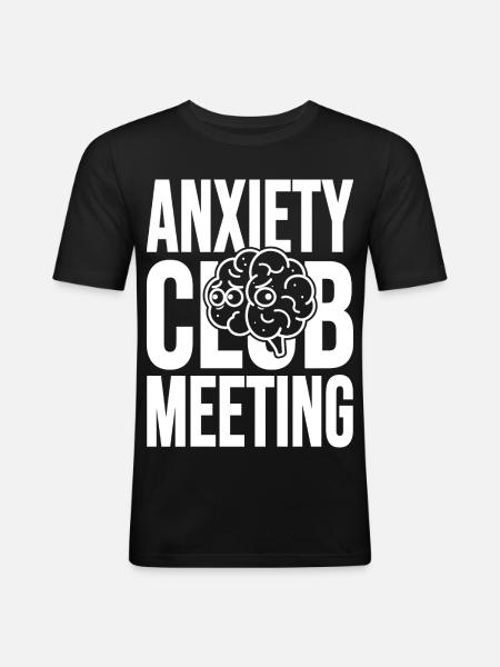 Anxiety Club Meeting with Brain - Men's Slim Fit T-Shirt - black