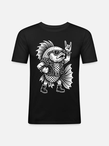 Metal Music Rock Humor Guppy Fish - Men's Slim Fit T-Shirt - black