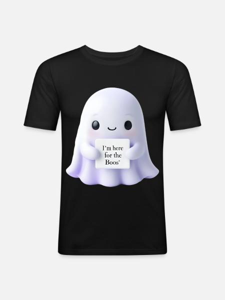 Halloween Saying Ghost Gift Idea - Men's Slim Fit T-Shirt - black