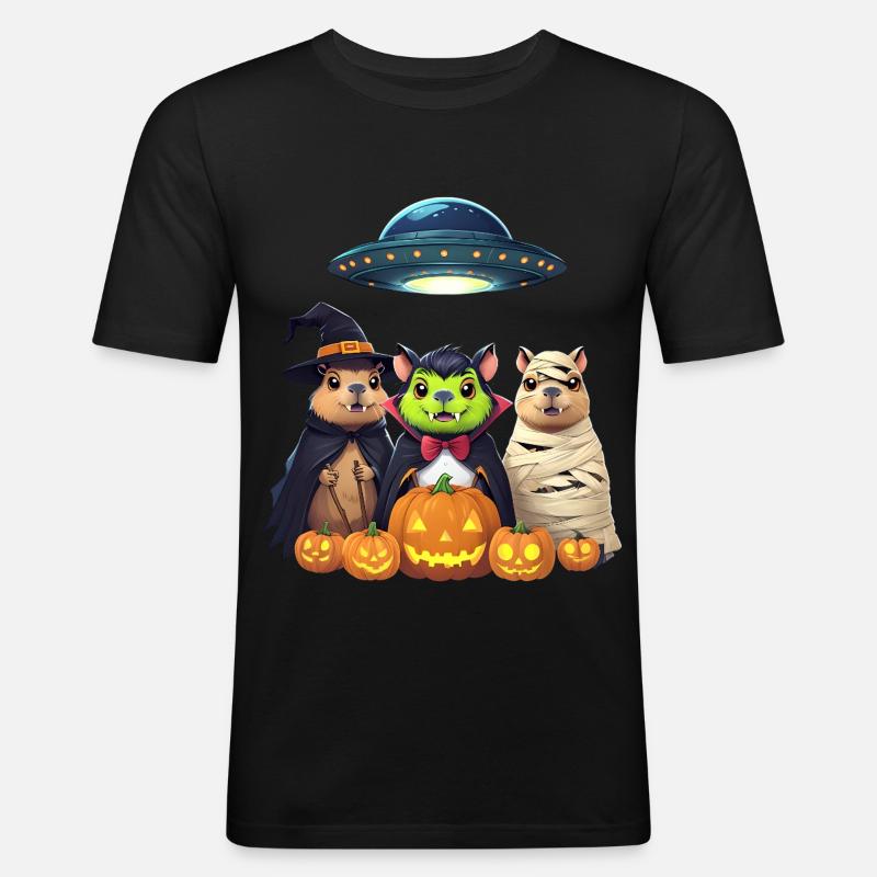 Halloween Capybara Hamster Geist Geschenkidee - Männer Slim Fit T-Shirt - Schwarz