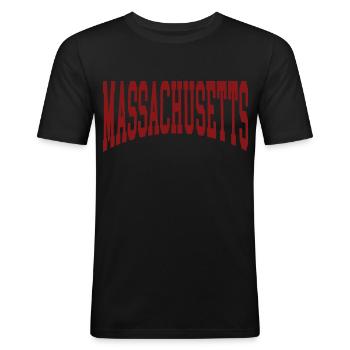 Massachusetts - Männer Slim Fit T-Shirt - Schwarz - Vorne - Nik (191cm)