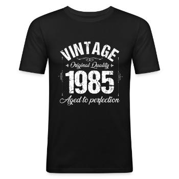 1985 Birthday - Men's Slim Fit T-Shirt - black - Front - Nik (191cm)