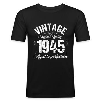 80th birthday 1945 - Men's Slim Fit T-Shirt - black - Front - Nik (191cm)