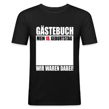 18. Geburtstag Gästebuch 18 Jahre Geschenk - Männer Slim Fit T-Shirt - Schwarz - Vorne - Nik (191cm)