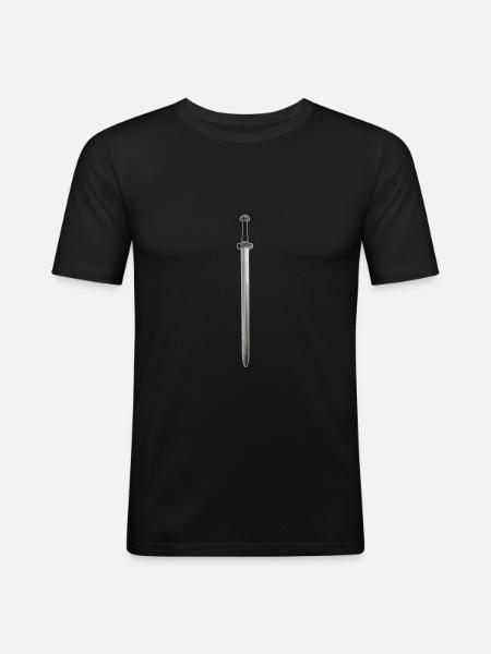 Wikinger Schwerter Geschenk - Männer Slim Fit T-Shirt - Schwarz