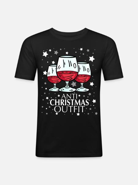 Anti Christmas - Männer Slim Fit T-Shirt - Schwarz