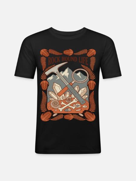 Rock Hound Life Geology Fossils - Men's Slim Fit T-Shirt - black
