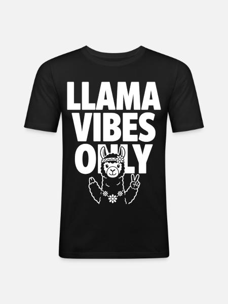Llama Vibes Only – Hippie Lama - Men's Slim Fit T-Shirt - black