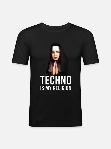 Techno is my religion - Men's Slim Fit T-Shirt - black