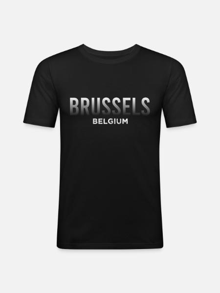 Brussels Belgium - Men's Slim Fit T-Shirt - black