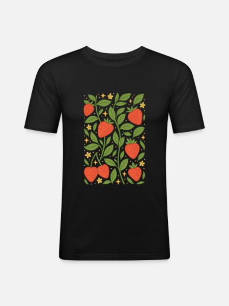 Berry Magic Strawberries - Men's Slim Fit T-Shirt - black