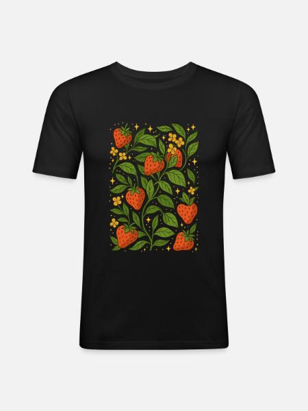 Strawberry Love Summer - Men's Slim Fit T-Shirt - black