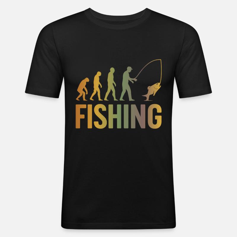 Evolution fürs Angeln - Männer Slim Fit T-Shirt - Schwarz