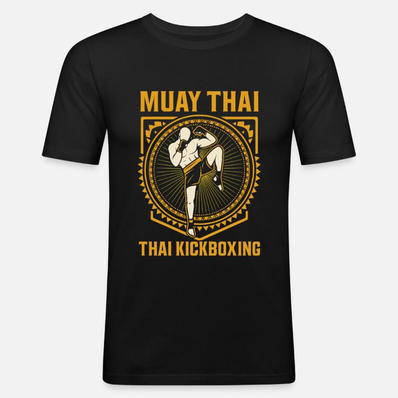 Muay Thai Kickboxing - Männer Slim Fit T-Shirt - Schwarz