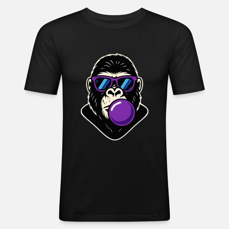 Bubble Gorilla - Männer Slim Fit T-Shirt - Schwarz