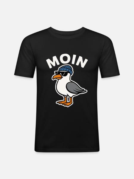 Moin Seagull - Men's Slim Fit T-Shirt - black