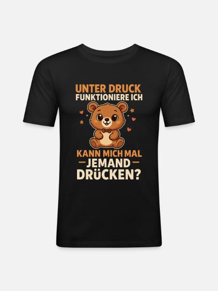 Teddy Bear Hug Saying - Men's Slim Fit T-Shirt - black