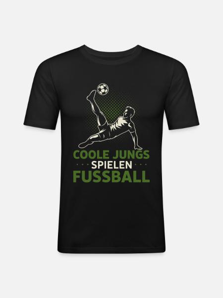 Cool Boys Playing Soccer - Men's Slim Fit T-Shirt - black