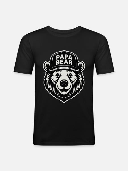 Papa Bear – Strong father look - Men's Slim Fit T-Shirt - black