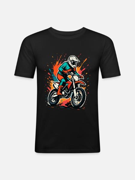 Motocross Splash – action på två hjul - Slim Fit T-shirt herr - svart