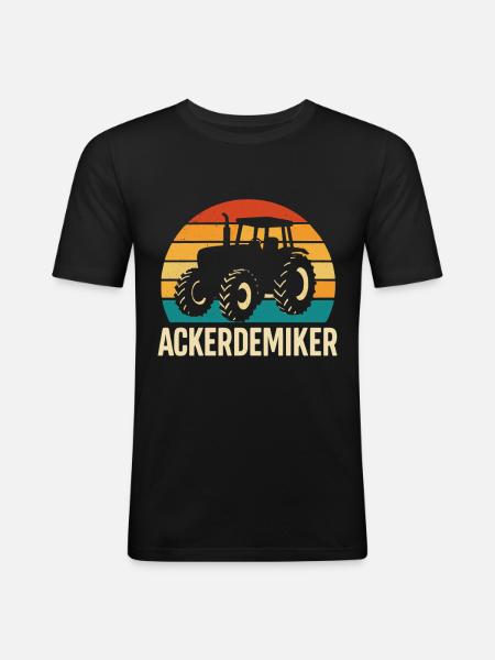 Tractor Retro Design - Men's Slim Fit T-Shirt - black