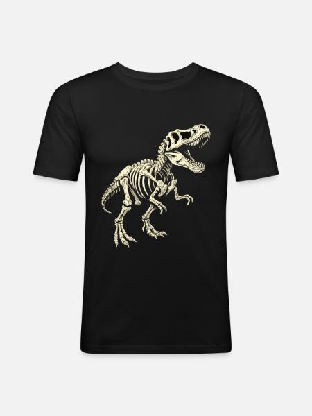 T-Rex Skeleton – Dinosaur Fossil Design - Men's Slim Fit T-Shirt - black