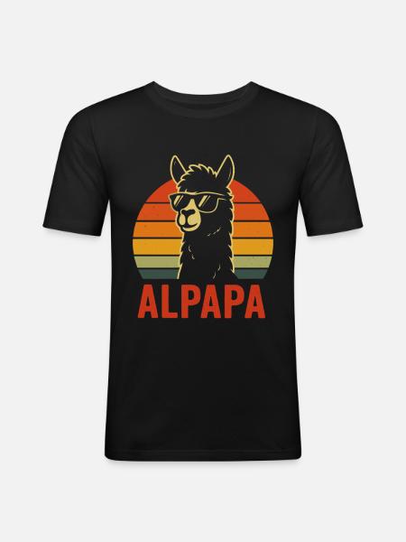 Funny Alpaca Dad - Men's Slim Fit T-Shirt - black