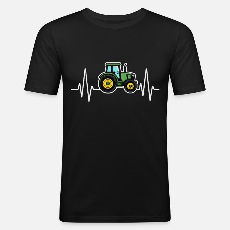 Traktor Herzschlag Design - Männer Slim Fit T-Shirt - Schwarz