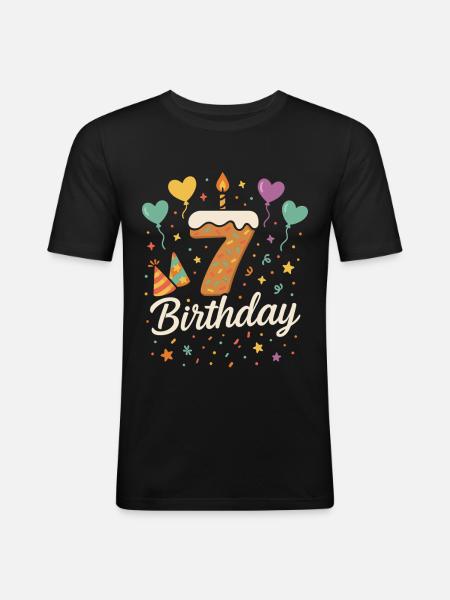 7th Birthday Kids T-Shirt - Men's Slim Fit T-Shirt - black