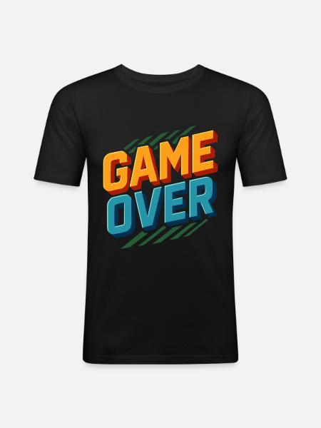 Game Over – Retro Gamer Design - Men's Slim Fit T-Shirt - black